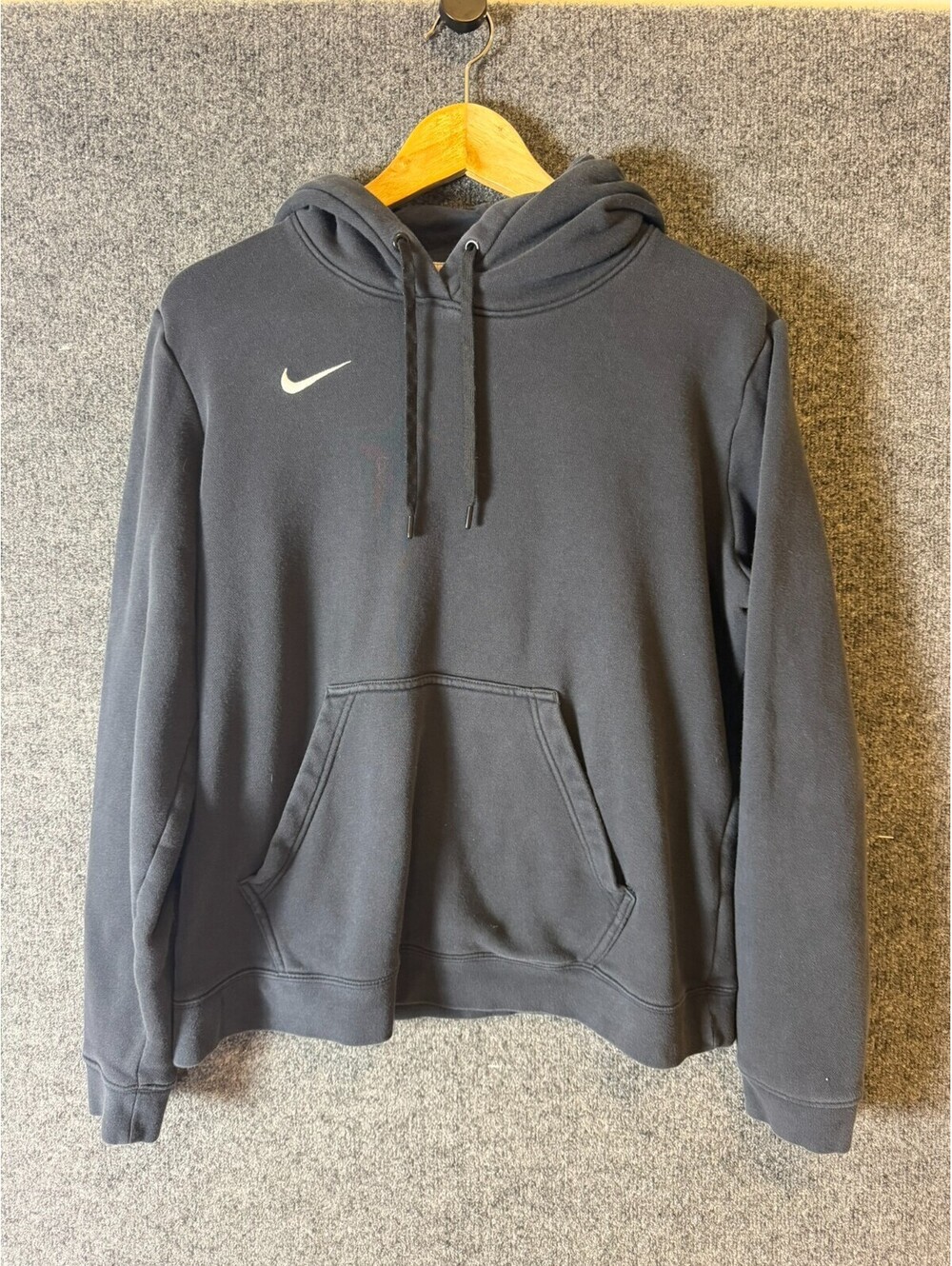 Nike Hoodie Sweatshirt Mens XL Black Embroidered White Swoosh Pullover